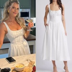 Reformation Balia White linen Midi Dress